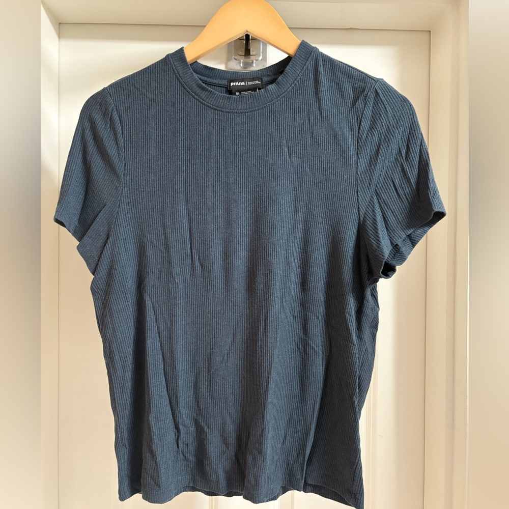 prAna Foundation Rib Tee | XL | Blue Grey